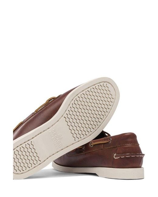 Sebago Brown Docksides Portland Waxed Boat Shoes