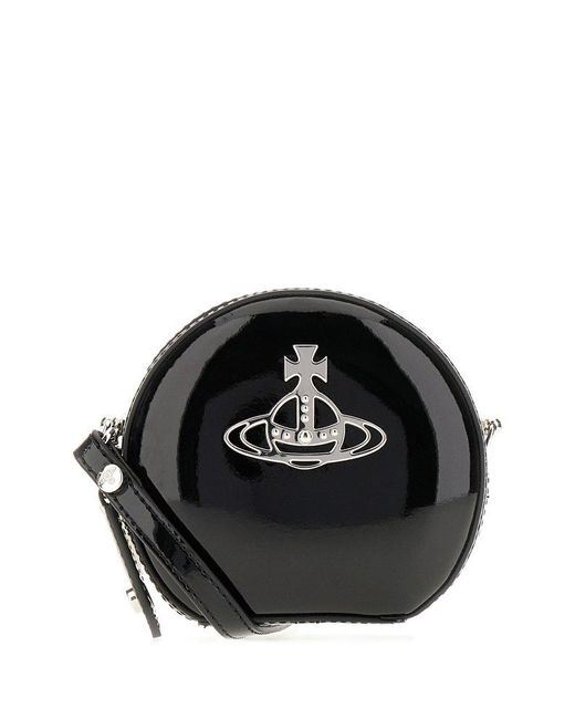Vivienne Westwood Black Orb-plaque Zipped Satchel Bag