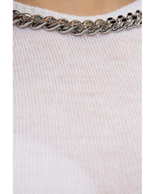Stella McCartney White Sweater With Decorative Chain