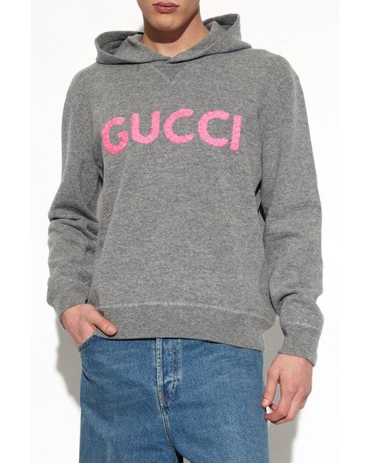 Gucci Gray GG Wool Hoodie for men