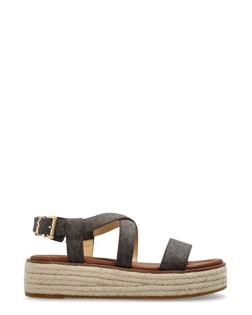 MICHAEL Michael Kors Brown Lynn Signature Logo Platform Espadrille Sandals