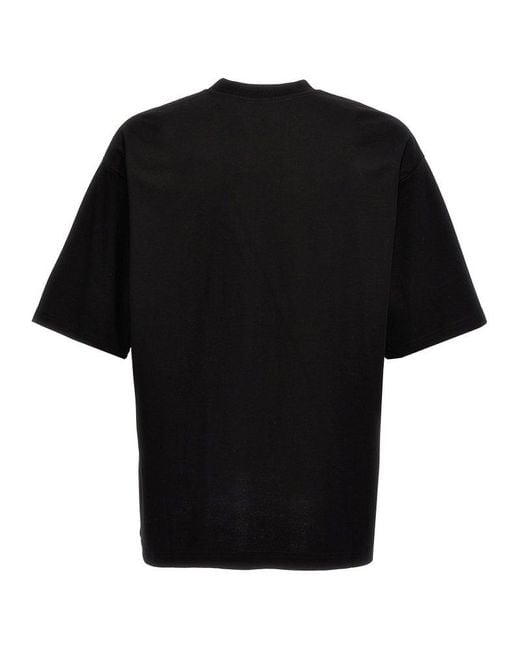 Lanvin Black Logo Embroidered Crewneck T-Shirt for men