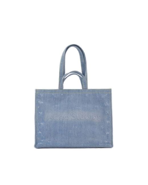 Acne Blue Distressed Denim Top Handle Bag
