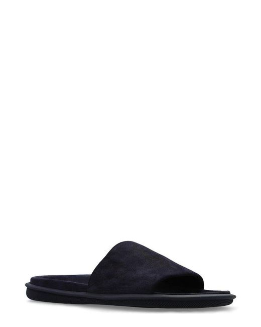 Giorgio Armani Black Logo-Embossed Slip-On Slides for men