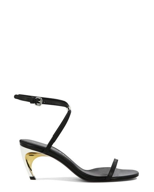 Alexander McQueen Black Armadillo Ankle Strap Sandals
