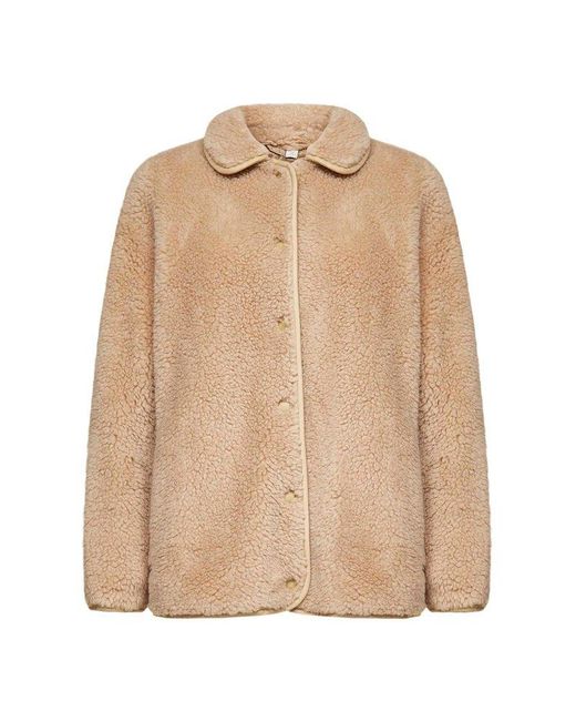 Burberry Buttonup Fleece Jacket in Beige (Natural) Lyst