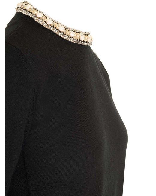 Valentino Black Embellished Crewneck Knitted Top