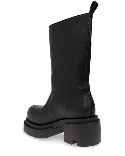 Rick Owens Black Leather Ankle Boots With Heel for men