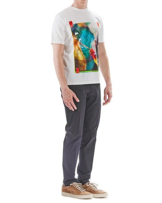 Paul Smith White Pattern-Printed Crewneck T-Shirt for men