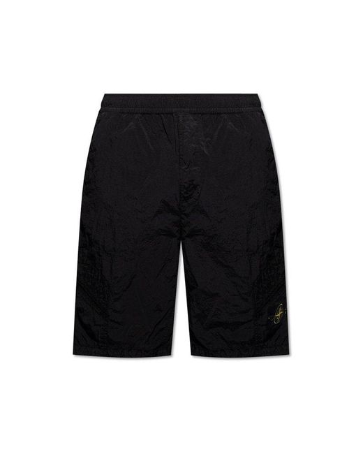 Stone Island Black Cargo Shorts, for men