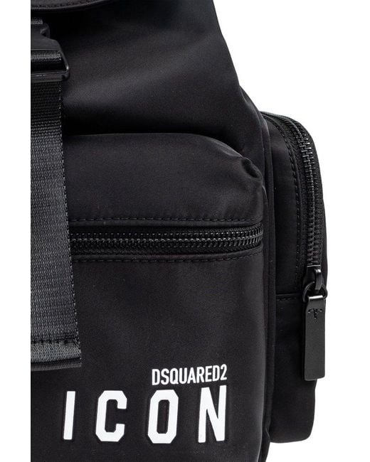 DSquared² Black Backpack With Printed Logo