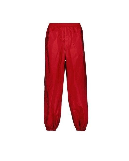 Prada Red Re-nylon Logo Plaque Track Pants for men