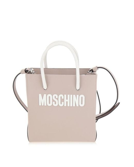 Moschino Natural Logo Lettering Mini Tote Bag