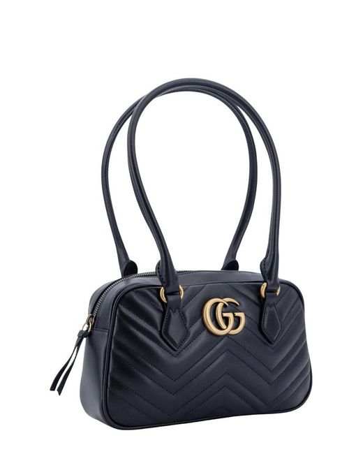 Gucci Blue Gg Marmont Small Top Handle Bag
