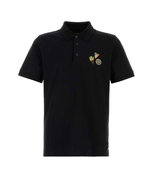 Fendi Black Logo Detailed Short-Sleeved Polo Shirt for men