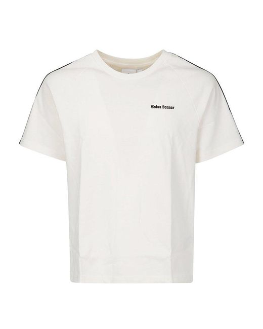Adidas by Wales Bonner White Logo Detailed Crewneck T-shirt for men