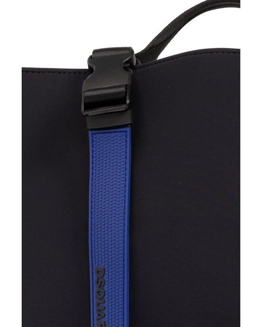 DSquared² Blue Rubberised-logo Strap Top Handle Bag for men