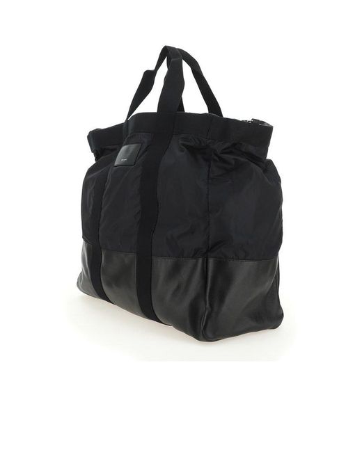 Saint Laurent Black City Logo Patch Tote Bag for men
