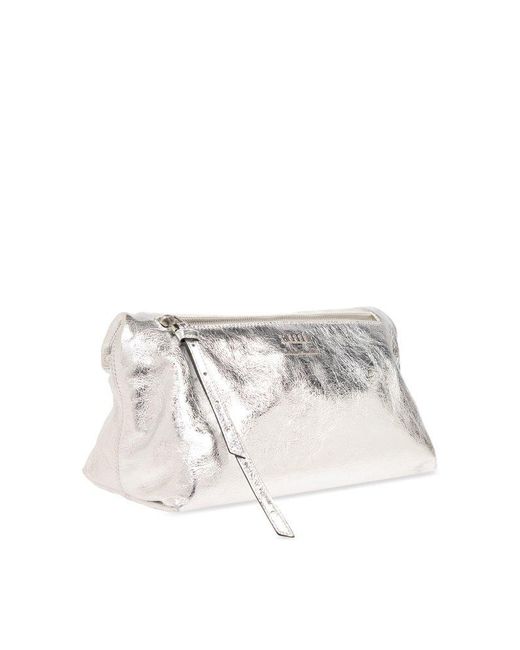 AMI White Zipped Top Handle Bag