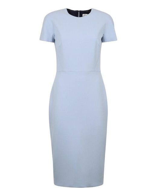 Victoria Beckham Blue Rear Slit Crepe Midi Dress