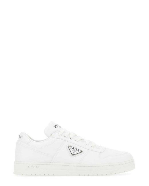 Prada White Logo Plaque Lace-up Sneakers for men