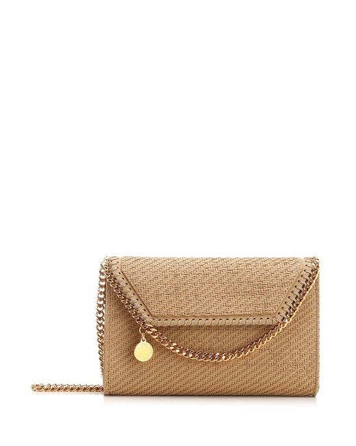 Stella McCartney Natural Fold-over Top Chained Mini Crossbody Bag