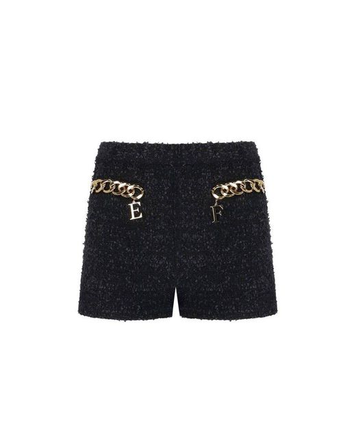 Elisabetta Franchi Black Shorts With Chain