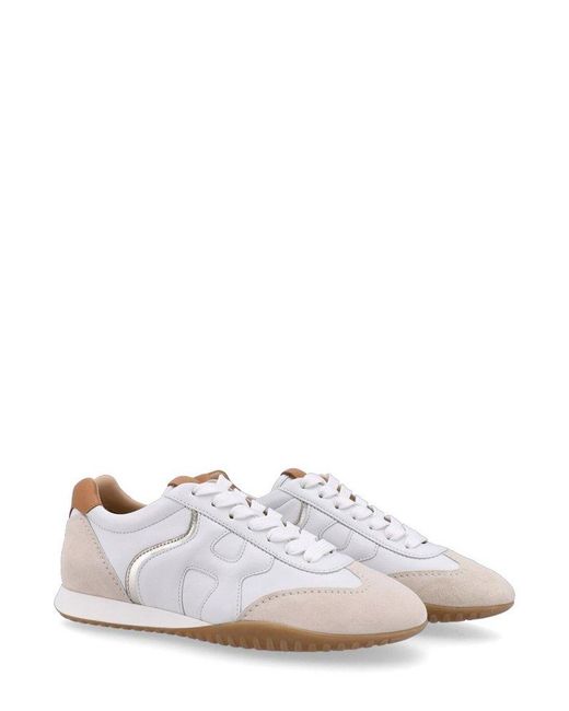 Hogan White Logo Detailed Lace-up Sneakers