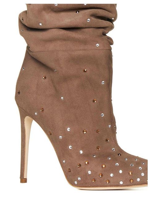 Paris Texas Brown Holly Embellished Pointed Toe Boots