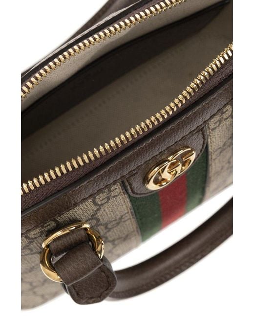 Gucci Brown Ophidia Monogrammed Mini Top Handle Bag