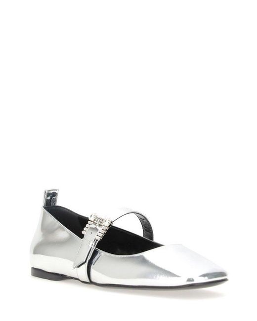 Sergio Rossi White Square Toe Slip-on Ballerina Shoes