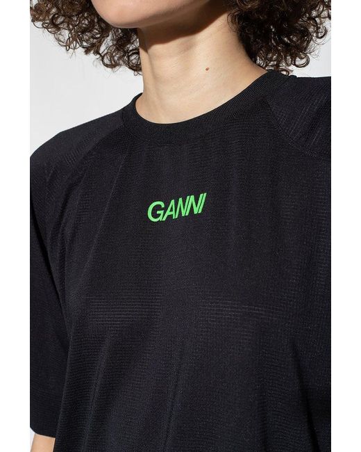 Ganni Black T-shirt With Logo,