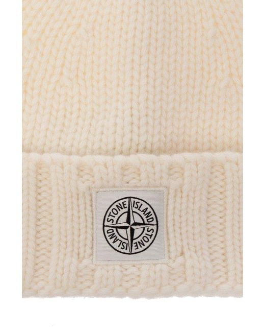 Stone Island Natural Beanie With Logo, for men