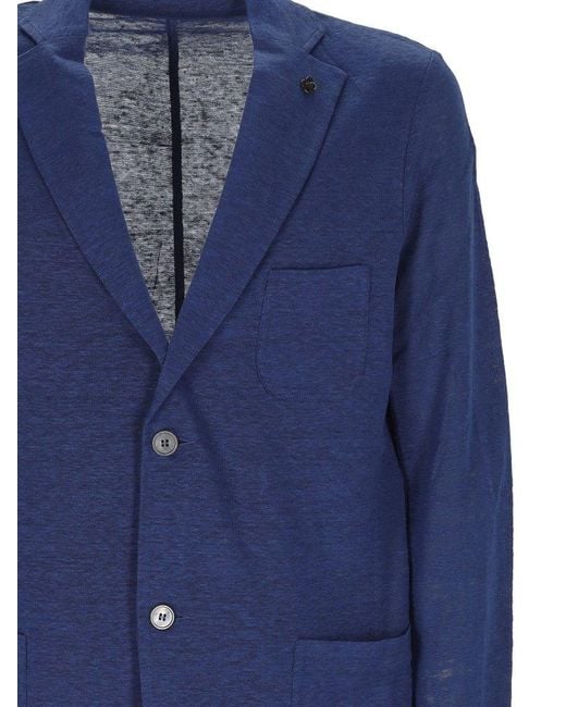Gran Sasso Blue Single-Breasted Tailored Blazer for men