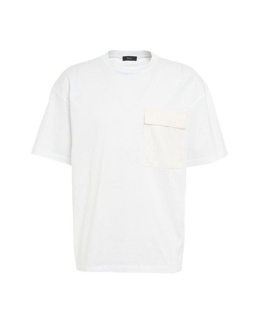 Herno White Pocket-detailed Crewneck T-shirt for men