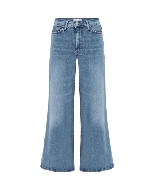 FRAME Blue Le Palazzo Cropped Jeans