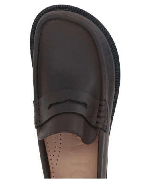 Loewe Brown Campo Round Asymmetrical Toe Loafers