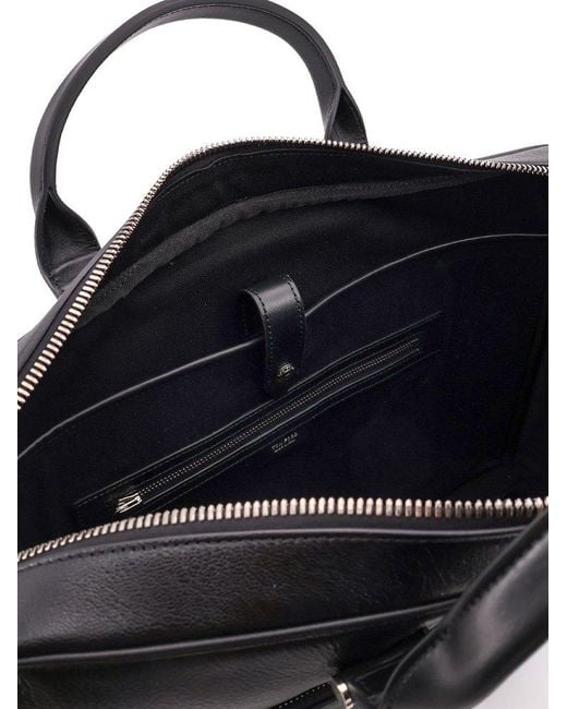 Tom Ford Black Logo Embossed Zipped Messenger Bag for men