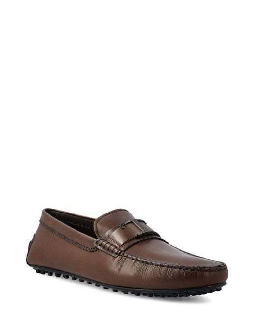 Tod's Brown City Almond-toe Loafers for men