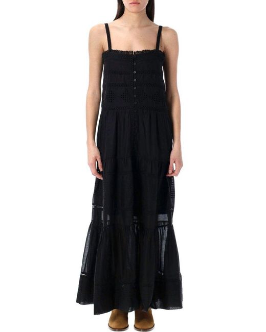 Isabel Marant Black Maxi Dress With Lace Straps