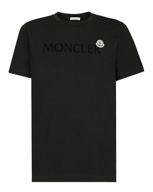 Moncler Logo Detailed Crewneck T-shirt in Black for Men | Lyst UK