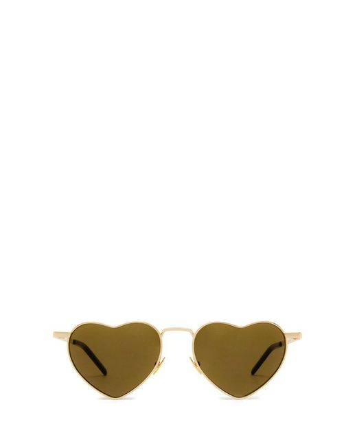 Saint Laurent Metallic Loulou Heart-shape Frame Sunglasses