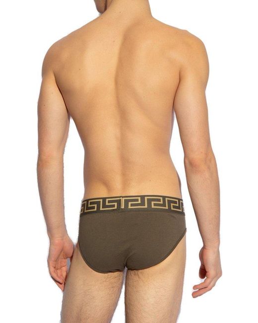 Versace Green Briefs With Logo, for men
