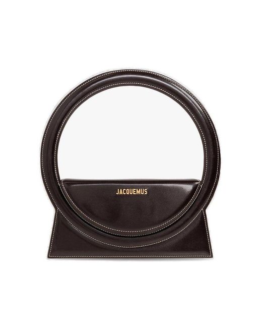 Jacquemus Leather Round Top Handle Bag in Brown (Black) Lyst
