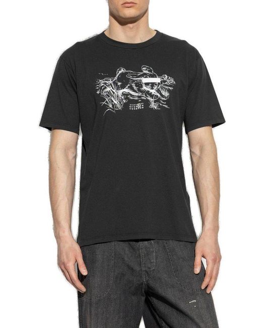 MM6 by Maison Martin Margiela Black T-Shirt With Print for men