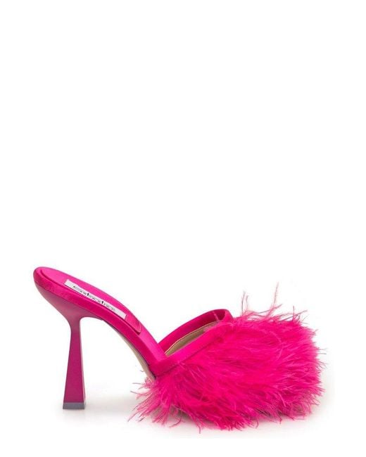 Sebastian Milano Pink Ross Feather Embellished Mules