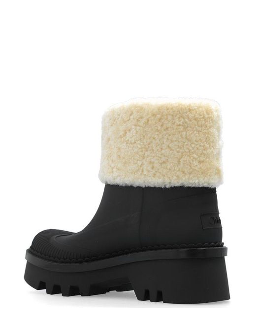 Chloé Black Raina Shearling-trimmed Ankle Boots