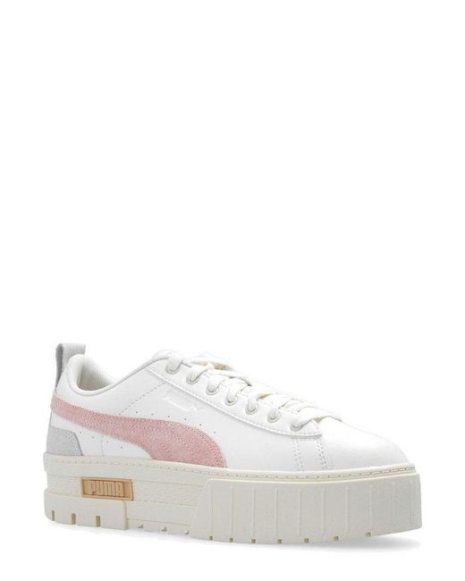 PUMA Mayze Thrifted Low-top Platform Sneakers in White | Lyst