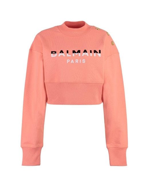 Balmain Pink Cotton Crew-Neck Sweatshirt