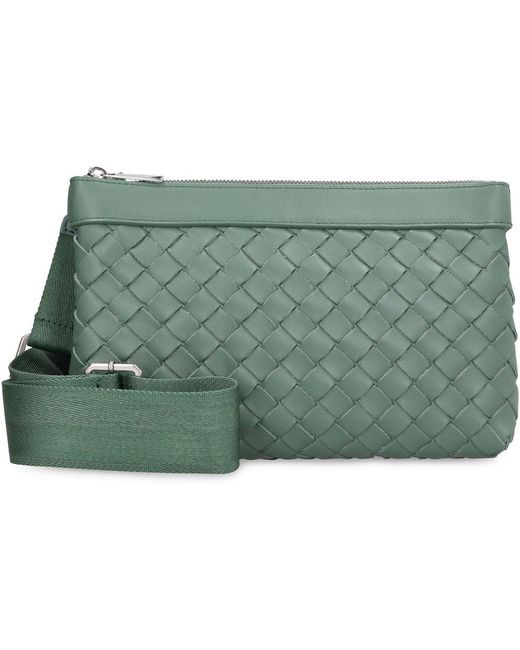 Bottega Veneta Green Intrecciato Messenger Bag for men